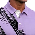 thumbnail image 4 of Dolkfu Purple Summer Tops Button Collared Short Sleeve Refreshing Tops Minimalist Modern Patchwork Polos Purple,M, 4 of 5