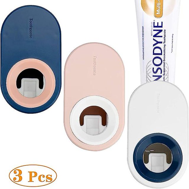 Dispensador automático de pasta de dientes ZHCH 3 piezas soporte para cepillo de dientes impermeable a prueba de polvo azul rosa blanco