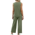 thumbnail image 3 of Dvprdro 2 Piece Outfit Sets for Women Summer Vacation 2025 Summer Sleeveless V Neck Tops and Sweatpants Sets Spring Active Tracksuit Lounge Sets Green Sizes L, 3 of 5
