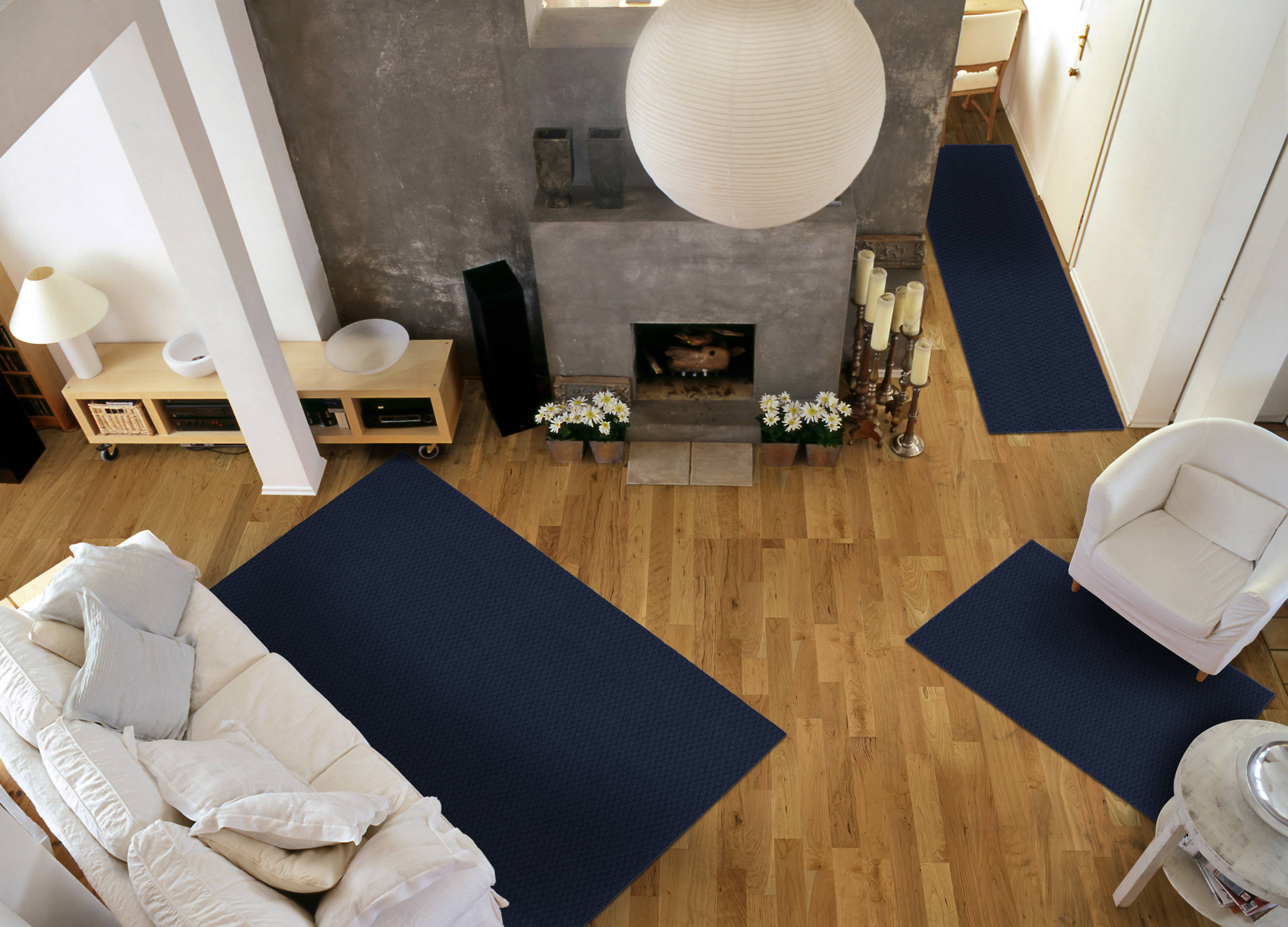 Garland Rug Town Square Indoor Rug Set, 3 Piece (2'x5',3'x4', 5'x7') Navy
