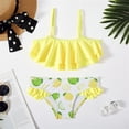 thumbnail image 2 of Toddler Girls Two Pieces Ruffle Chest Lemon Printing Adjustable Spaghetti Strap Bathing Suit Infant Baby Girl Bikini Swimsuit, 2 of 8
