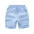 thumbnail image 2 of CYRBOKO Boys Summer Shorts, Loose Casual Elastic Waist Cotton Shorts with Pockets Light Blue Size 5-6T, 2 of 5
