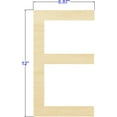 thumbnail image 2 of Pack of 1, 12 Inch x 1/8 Inch E Wood Letters in The Century Gothic Font for Wood Craft Project, Children or Adult Art Work, Home and Holiday Décor and DIY Fun, Made in USA, 2 of 2