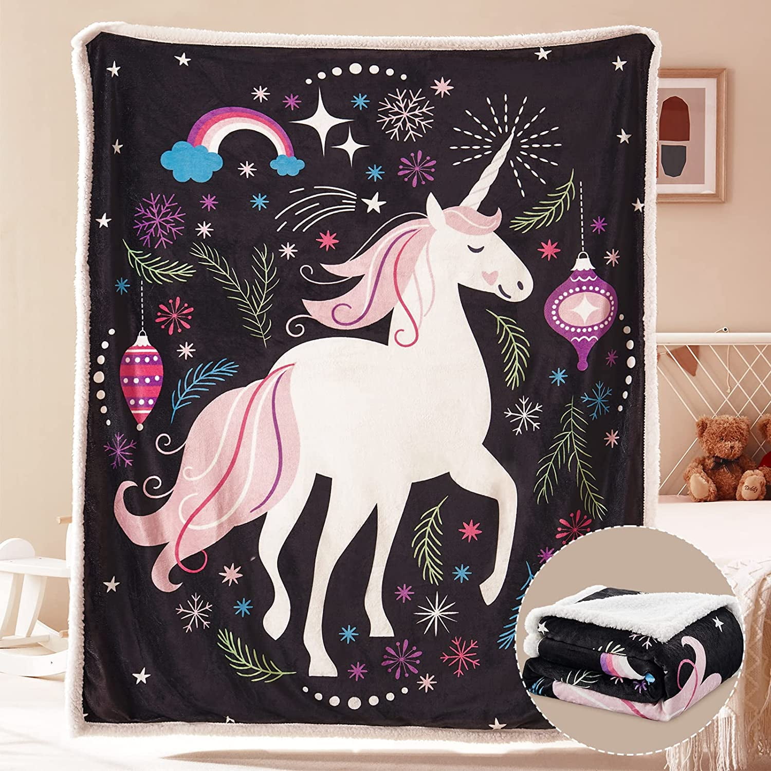 Unicorn Blanket For Baby Boys and Girls Size 30"x40" Soft Warm Throw