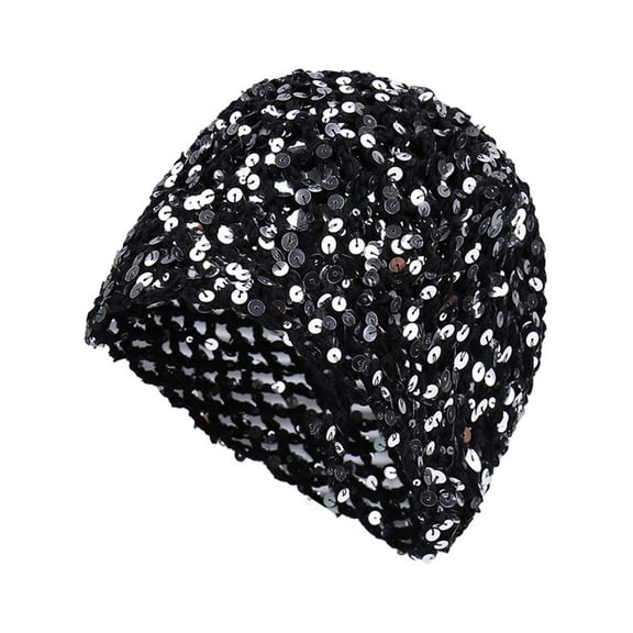 Sequined Hollow Pullover Hat,Knitted Beanie Skull Hats for Women Handmade Crochet Hollow Out Sequin Y2k Winter Fall