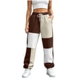 thumbnail image 3 of Nmnitkp Women's Color Block Joggers Sweatpants with Pockets Drawstring Elastic Waist Loose Fleece Winter Athletic Pants for Workout Lounge Casual Daily Wear Brown,S, 3 of 6