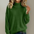thumbnail image 2 of Yigetop Women's Cable Knit Turtleneck Sweater Soft Cozy Long Sleeve Pullover Casual Tops Warm Knitwear for Fall Winter Daily Wear Mint Green 3XL, 2 of 6