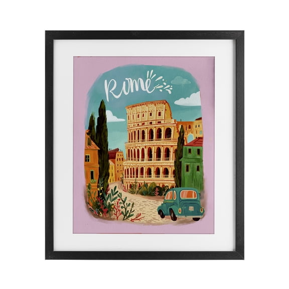 Rome Travel Spot Architecture Black Framed Print Under Glass, design by Yen