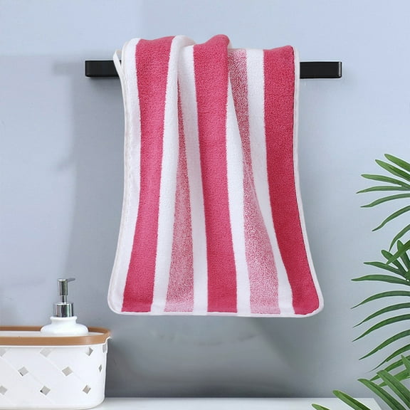 WWG Coral Fleece Quick Dry Bath Towel with Large Strips 29.5x13.8 Inch Soft Absorbent Lint Free Face Towel for Men Women Hair Wrapping