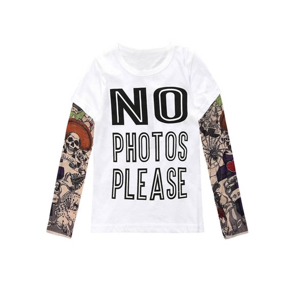 StylesILove Super Cool Unisex Kid Cotton T-shirt withk Mesh Tattoo Sleeve (130/6, No Photo Please)