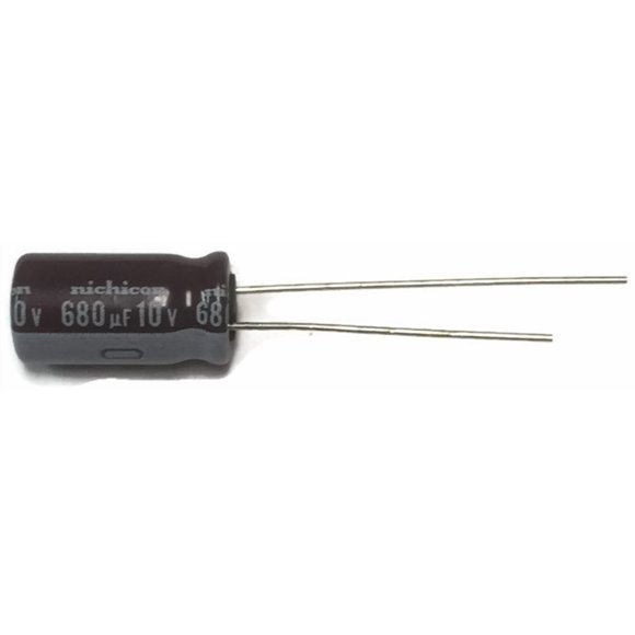 Set of 10, Nichicon 105°C Electrolytic Capacitor 680uF 10V (680 mfd 10V) 20% Radial, 5/16" X 9/16" (8x15mm)