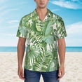 thumbnail image 3 of Green Plam Leaf Mens Hawaiian Shirt Short Sleeve Casual Button Up Tropical Summer Beach Shirt, 3 of 9