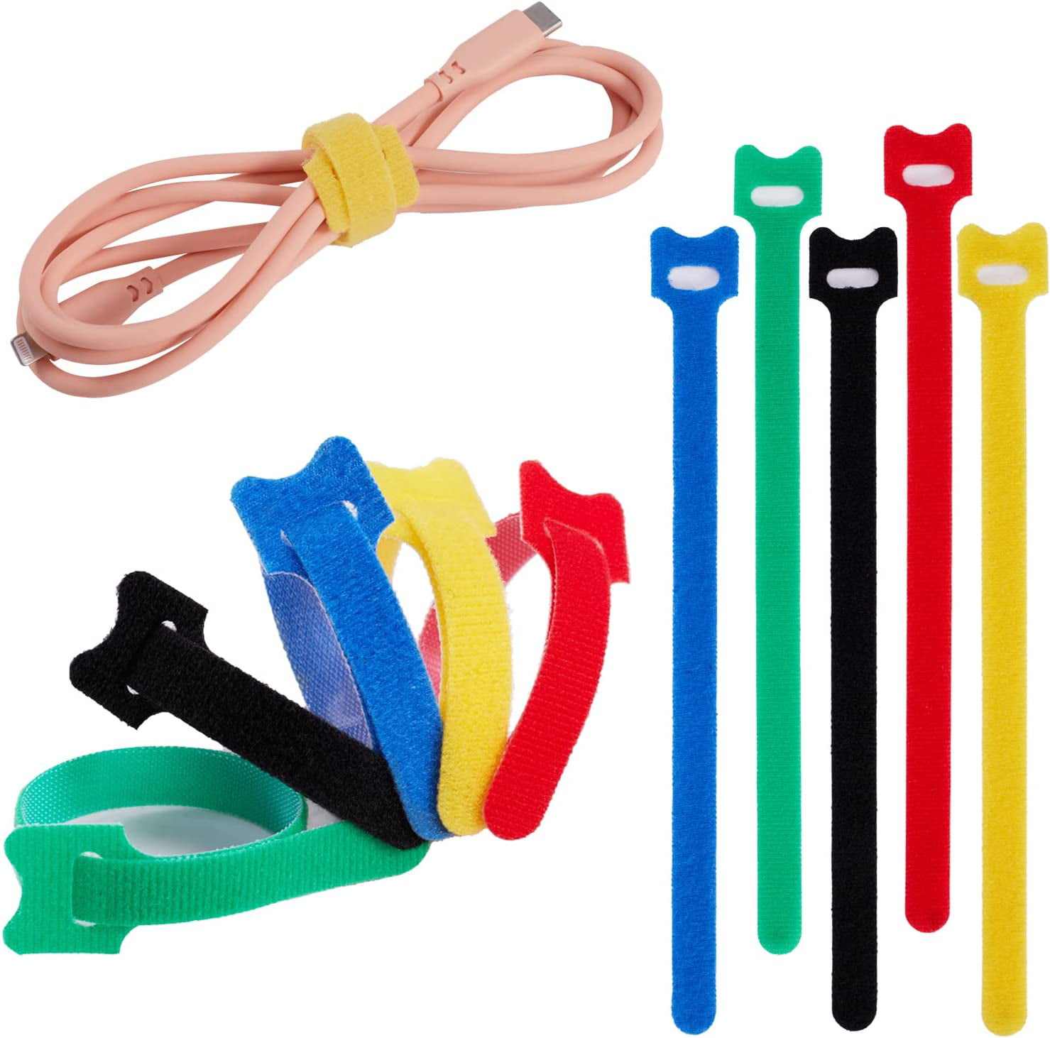 Reusable Fastening Cable Ties 50PCS, Adjustable Adhesive Extension