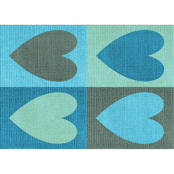 Ahgly Company Indoor Rectangle Patterned Deep-Sea Green Area Rugs, 3' x 5'