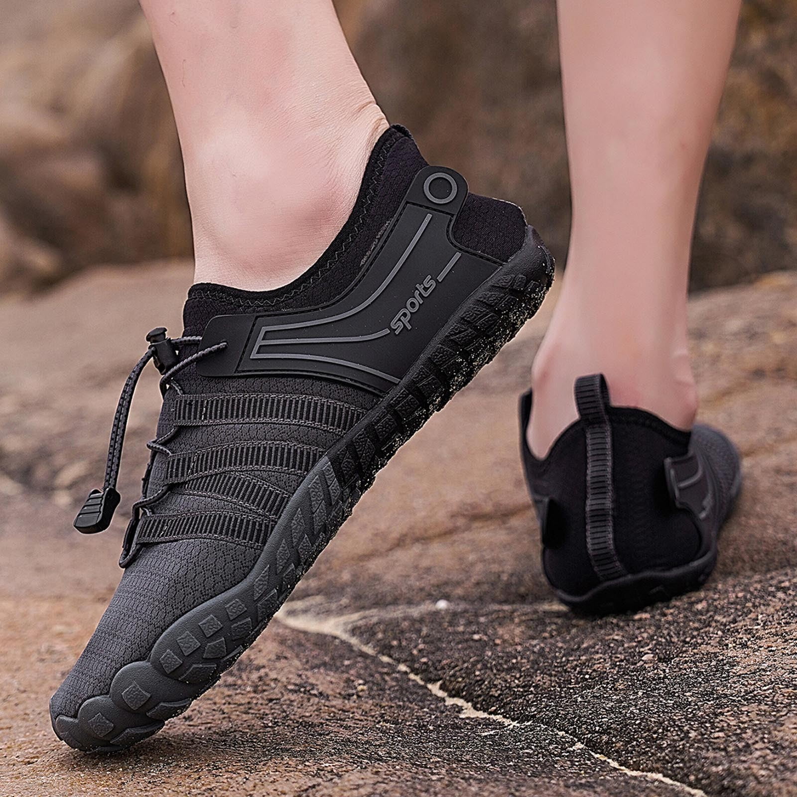 Barefoot Shoes Womens Men,Unisex Barefoot Water Shoes Breathable, Anti- Hiking Footwear for Athletic Wide Toe Shoe Footwear for Hiking, Walking, Running, Yoga, and Water Sports(Black/40)