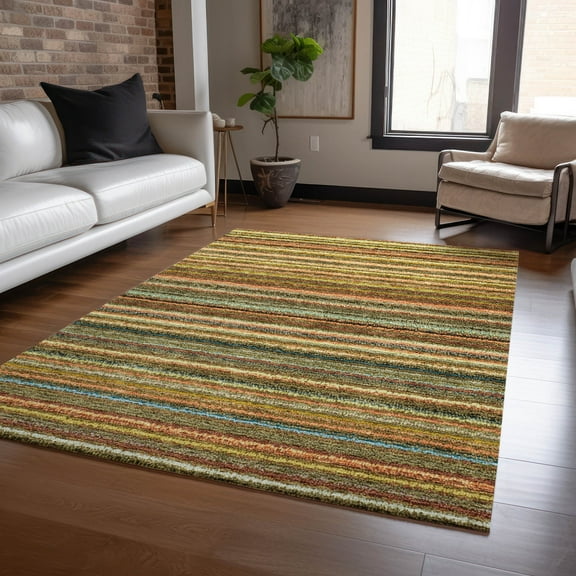 Addison Rugs Chantille Indoor/Outdoor Transitional Stripes Coral Washable Rectangle Rug, 2'6" x 3'10"