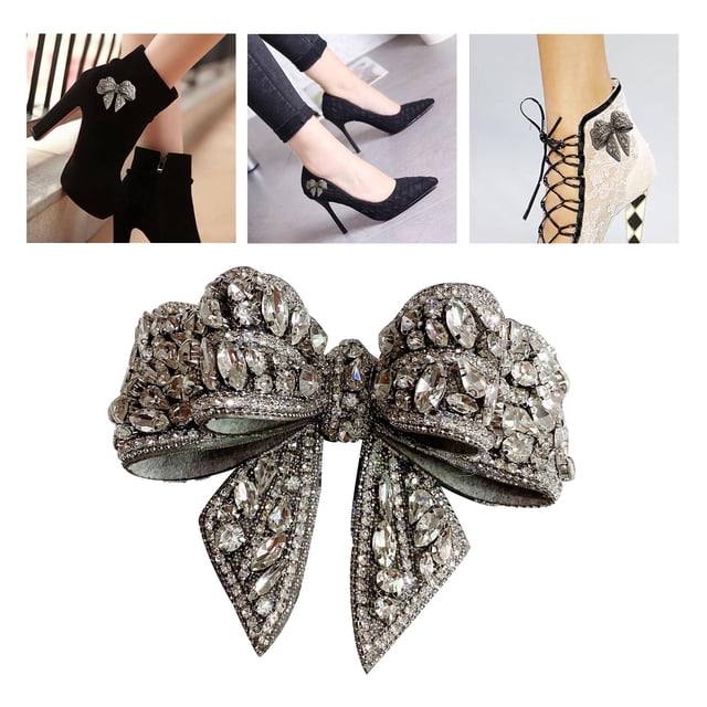 Clips decorativos para zapatos para mujer, hebillas, adornos de joyería, amuletos, hebilla para zapatos, boda, mariposa, de imitación, zapat 1pc Plata 10.5x9cm Baoblaze broche de zapatos