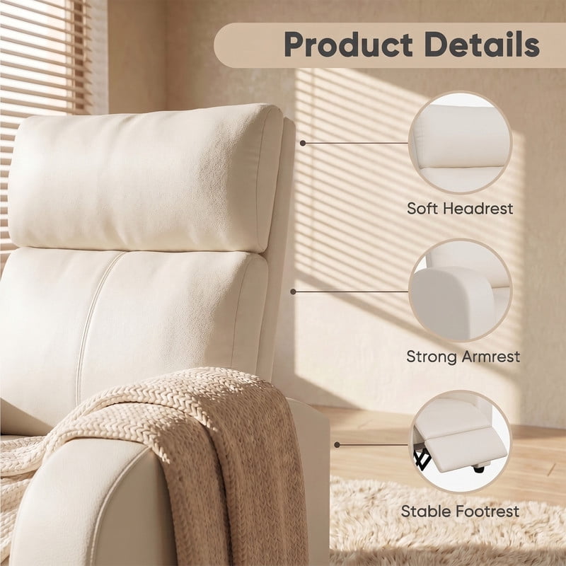Vineego Massage PU Leather Recliner Adjustable Home Theater Seating Chair with Lumbar Support for Living Room,PU Beige