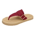 thumbnail image 5 of Rokment Women's Flat Flip Flops Sandals Beach Casual Suede Buckles Waterproof Soles Platform Gladiator Thongs Dress Slip on Slides Summer Vacation Red Size 5.5, 5 of 6