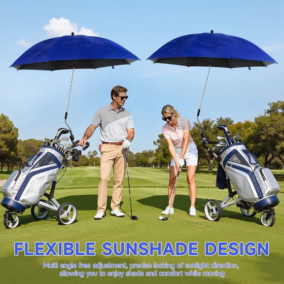 Fompes 2 Pack 48 Inch Beach Umbrella with Clamp,Portable Sun Umbrella  UPF50  Large Umbrella,360-degree Adjustable for Beach Chair, Patio Chair, Golf Carts,Royal Blue
