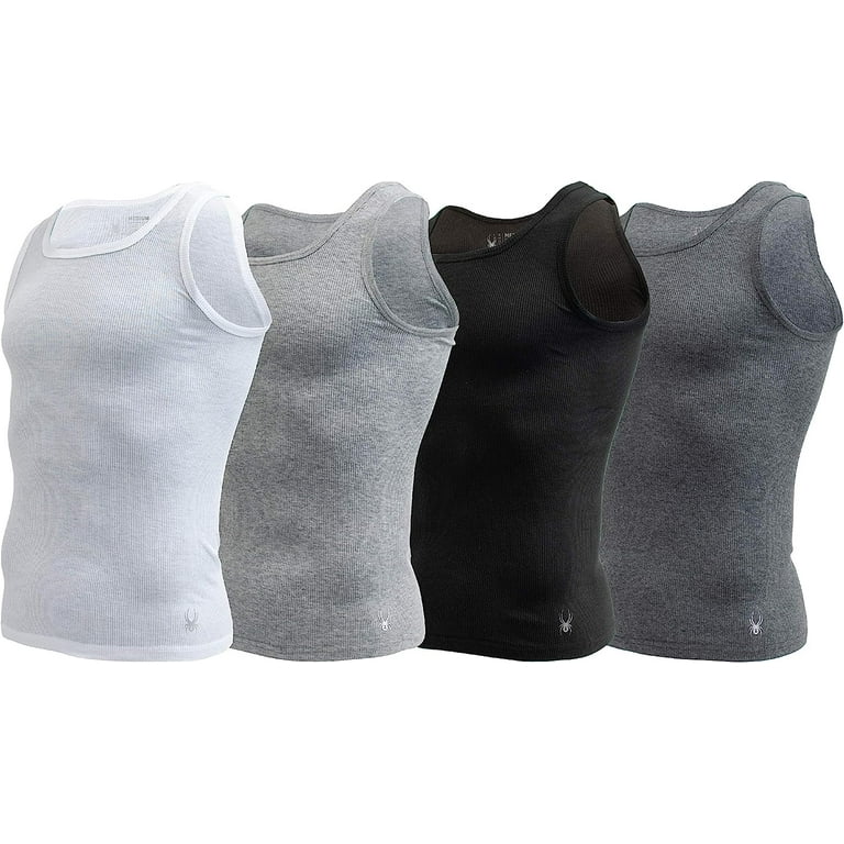 Spyder Mens Pro Cotton Pro Stretch Tank Tops A Shirts (White/Grey