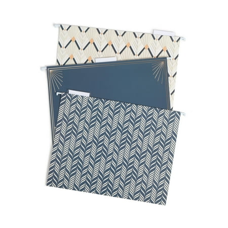 U Brands Fashion Hanging File Folders, Set of 6, Art Deco Florals, Letter Size