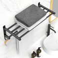 thumbnail image 2 of Caximsy Barra De Toalla Ajustable Negra Para Montaje En Pared De Baño Toallero De Ducha Adhesivo De 17-30,7 Pulgadas Toalleros De Baño De Acero Inoxidable Para Inodoro Cocina Colgador De Toalla Doble, 2 of 5