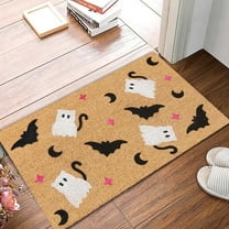 Halloween Doormat Coir Ghost Welcome Doormat Funny Halloween Boo Bat Door Mat with Anti- Rubber Non Floor Mat for Indoor Front Door Entrance Decor - B