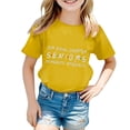 thumbnail image 1 of Hiiyo Big Girls Graduation T-Shirt Letter Print Short Sleeve T Shirt, Yellow, 1 of 3