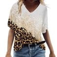 thumbnail image 2 of ICHUANYI Clearance Women Fashion Summer Sexy Fold Printed Regular Women Short Sleeves V Neck Button Top(White, XL) ICHUANYI WER2023081113659, 2 of 5