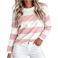 thumbnail image 2 of VBVC Women's Striped Crew Neck Top , Ladies' Loose Fit Drop Shoulder Shirt , Stretchy Long Sleeve Pullover For Women, S-XL, 2 of 5