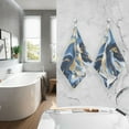 thumbnail image 2 of joogoo 2 PCs Hand Towels Sets Marble Blue Gold White Abstract Cotton Face Towel Bathroom Decorative, 2 of 7
