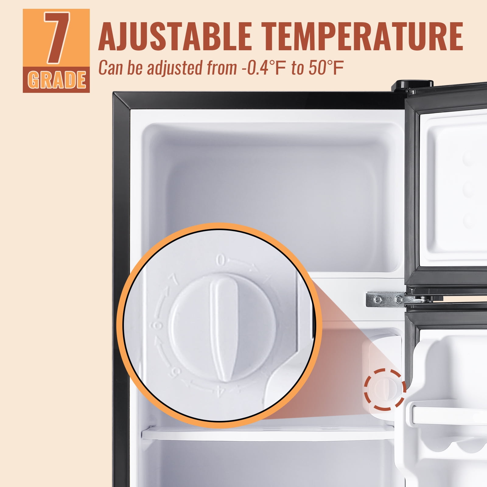 DEMULLER 2.4 Cu.ft Mini Fridge Small Refrigerator with Freezer Removable Shelves Two Door Silver New