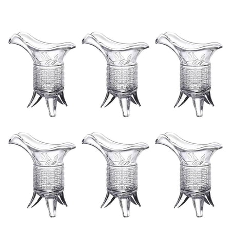 Ancient Chinese Jue Cup Set of 6, 100ml Retro Tripod Drinking Vessel with Intricate Patterns, Vintage Glassware for Spirits & Wine, Cultural Home Bar Decor, Colorful Frosted Glass, 3.4oz