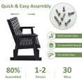 thumbnail image 3 of HIPS Patio Glider with Cup Holders, Durable Poly Lumber Material, All-Weather Resistant, High Backrest and Deep Contoured Seat, Ladder Back, Heavy Duty 900 LB, for Outdoor, Patio (Black, 3-Seat), 3 of 6