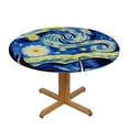 thumbnail image 3 of HAOXIT Tablecloth Round Polyester Fabric Tablecloth for Kitchen Table Decor Wedding Party,Famous Painting Van Gogh Star Night 46-50, 3 of 8
