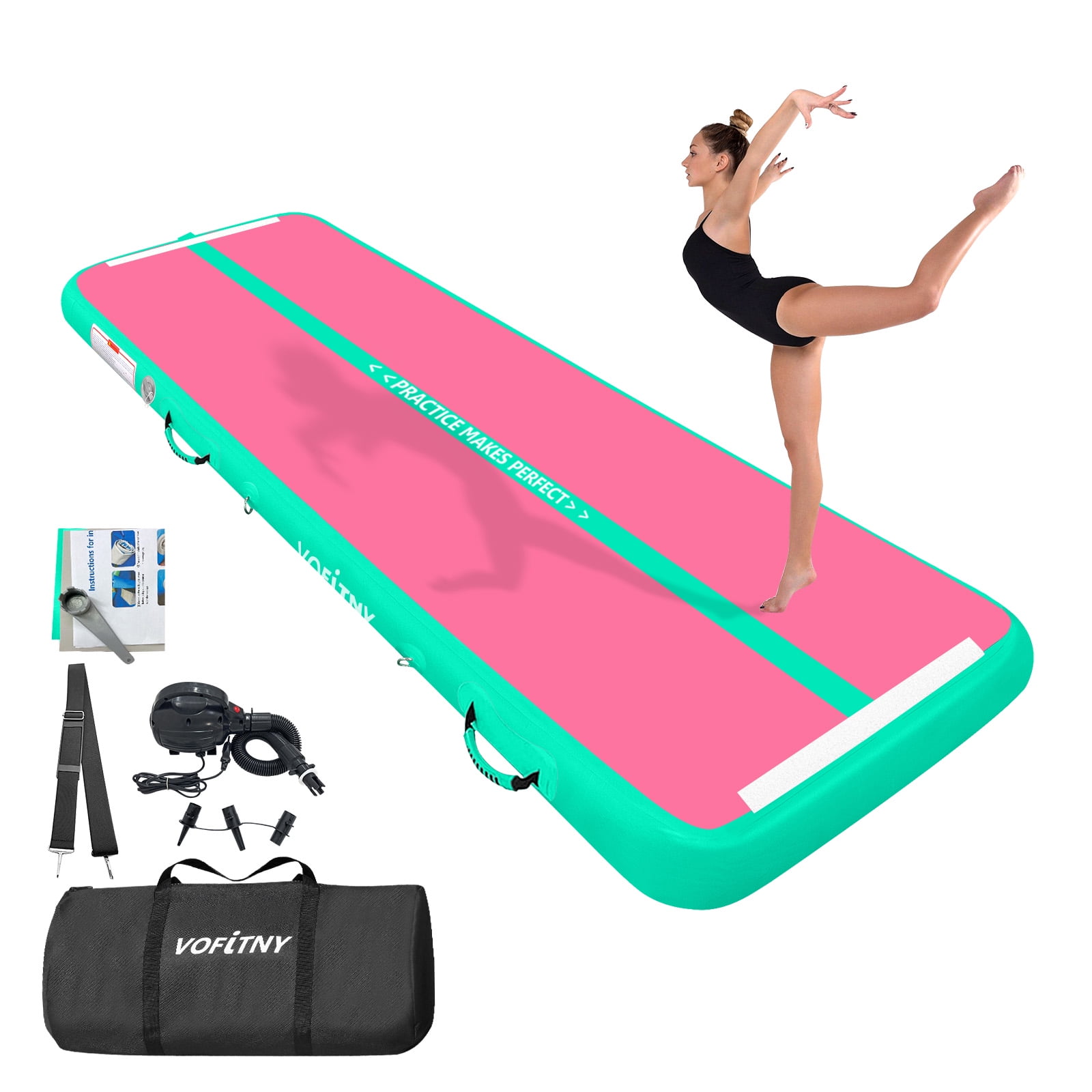 20 ft VOFiTNY Inflatable Gym Mats 4'' Thick Air Mat Track for home/gymnastics/cheer/tumbling -