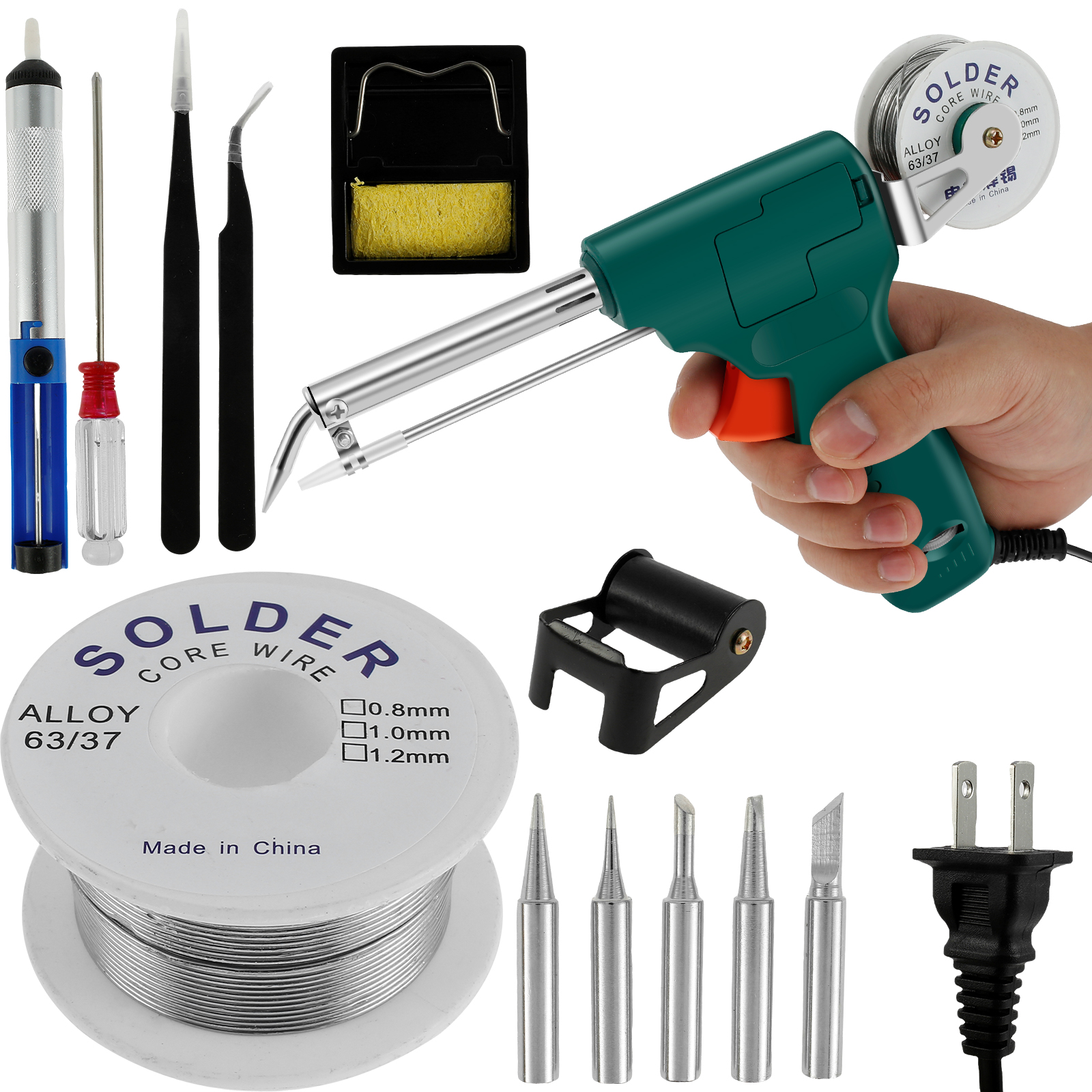 Welpettie Soldering Gun Automatic Handheld Solder Iron Kit Welding Tool, Desoldering Pump