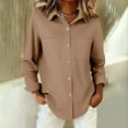 thumbnail image 5 of Casual Shirts for Women Long Sleeve Button Down Blouses Fall 2026 Solid Color Trendy Tops Womens Button Down Shirts Long Sleeve Cotton Gauze Tops Casual Collared Blouses Loose Fit, 5 of 7