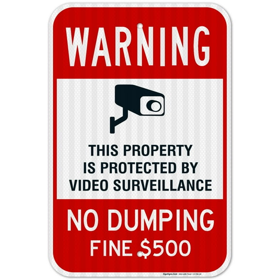 No Dumping Sign, Video Surveillance Sign, No Dumping Fine $500 Sign,