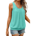 thumbnail image 2 of Camiseta de Tirantes Holgada de Verano para Mujer, Plisada, con Cuello Redondo, Informal, Sin Mangas, Azul Lago, Talla M, 2 of 8