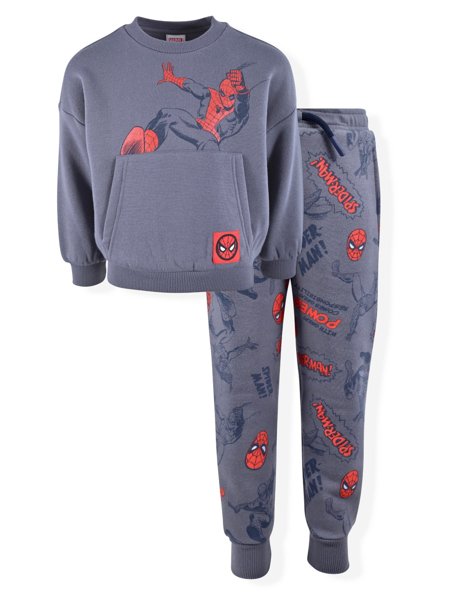 Spider-Man Spiderman Baby and Toddler Boy Fleece Sweatshirt and Jogger Outfit Set, 2-Piece, Sizes 12M-5T