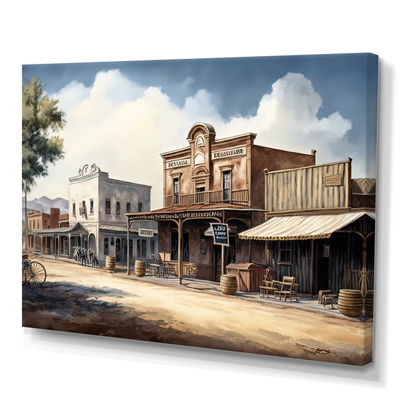 Designart Arizona Wild West Town II Canvas Wall Art
