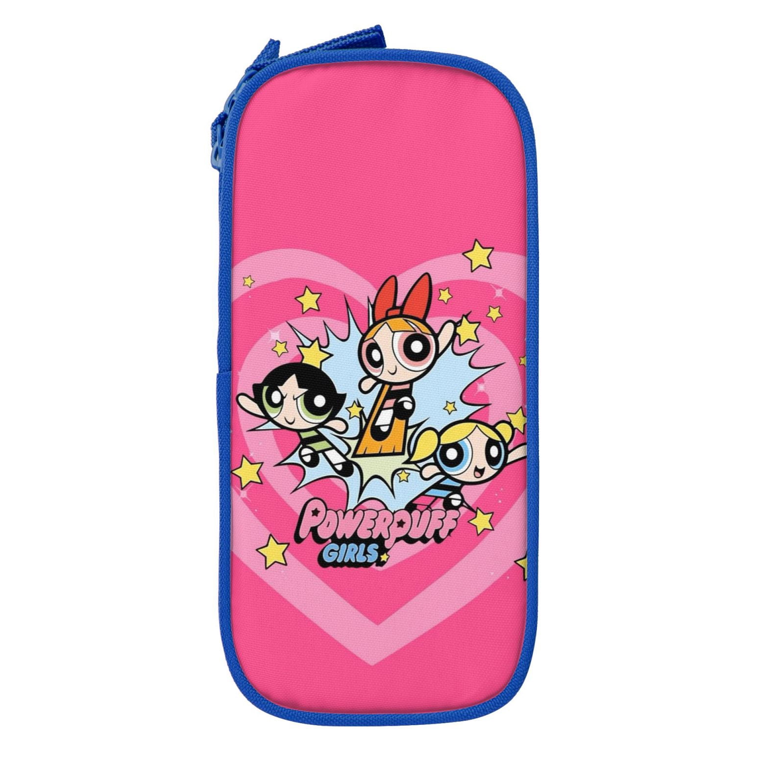 The Powerpuff Gi-rls Pencil Case Large Capacity Pencil Pouch Pen Bag Office Stationery Organizer Travel Makeup Bag Blue