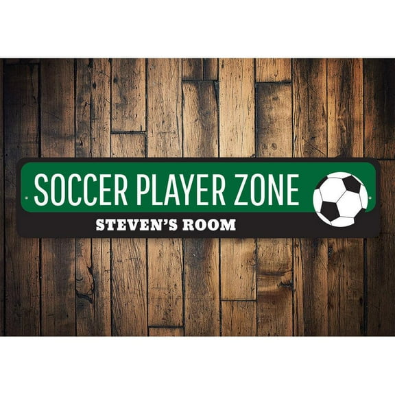 Soccer Player Zone Novelty Decor, Metal Wall Sign - 4x18 Inches