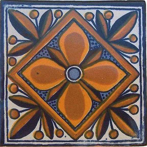 6x6 Mendoza Talavera Mexican Tile, Set of 4 pcs