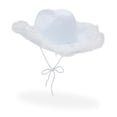 thumbnail image 1 of Sombrero de vaquero Zodaca de fieltro blanco para hombre y mujer con plumas, 1 of 7