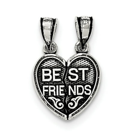 09 Pendants Mini Pendant - 925 Sterling Silver Antiqued Mini Best Friends Break Away Heart Pendant