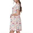 thumbnail image 2 of Honeii Robe à Manches Courtes pour Femmes avec Imprimé Dansant et Caniche, Robe Décontractée Confortable, Mélange de Polyester Spandex Doux, Tenue Quotidienne Élégante pour l'Été, Parfaite pour les Voyages et les Vacances, 2 of 6
