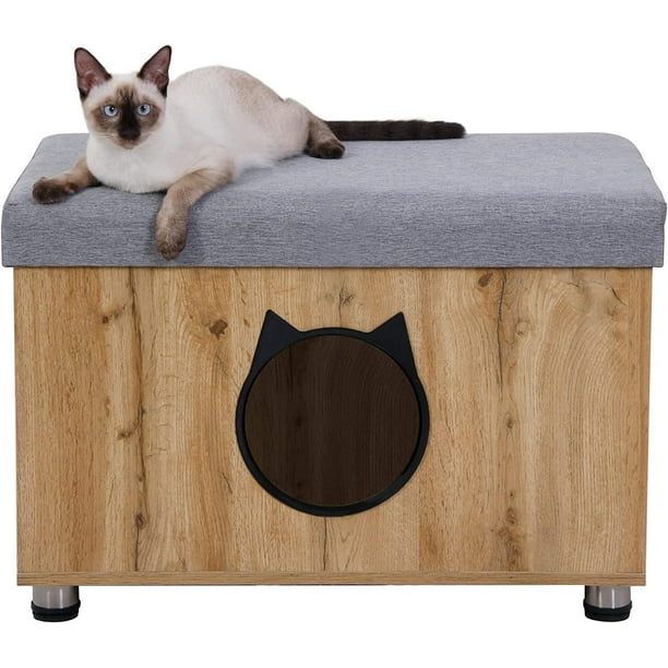 Soges Litter Box Enclosure Cat House & Shoe Rack Bench Entryway Bench